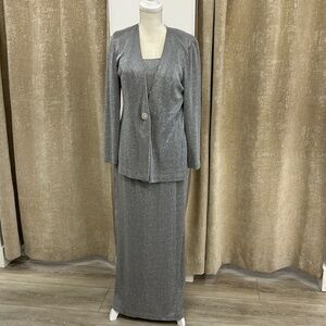 Alex Evenings Wedding Dress with jacket silver size 10 dry clean only